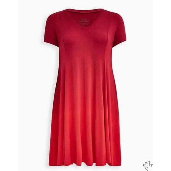 Torrid SUPER SOFT RED WINE DIP-DYE TRAPEZE DRESS plus size 1X NEW!!! - Picture 4 of 9